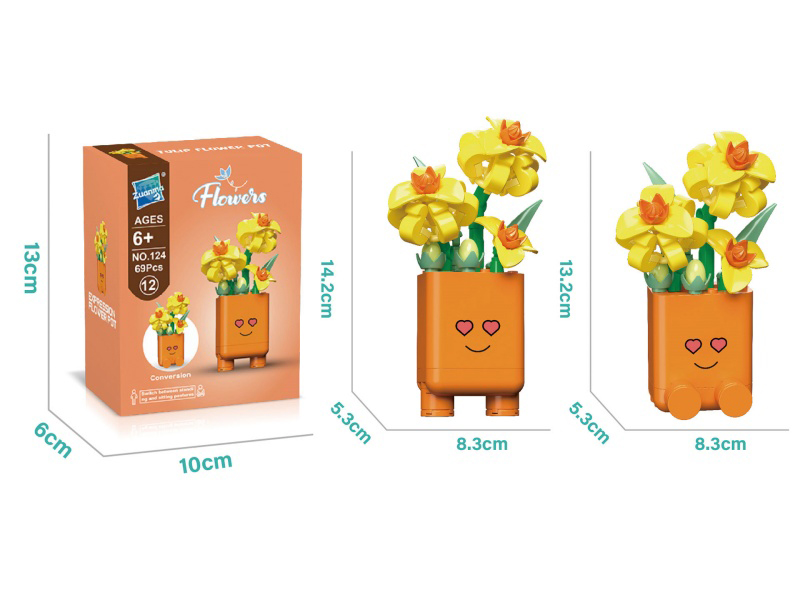 Camellia Flower Pot Building Blocks 69 Pieces
