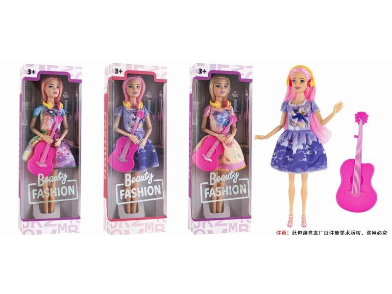Fashionable Casual Music Outfit 11.5-Inch Real 11-Joint Doll Musician Princess With Guitar Headphones
