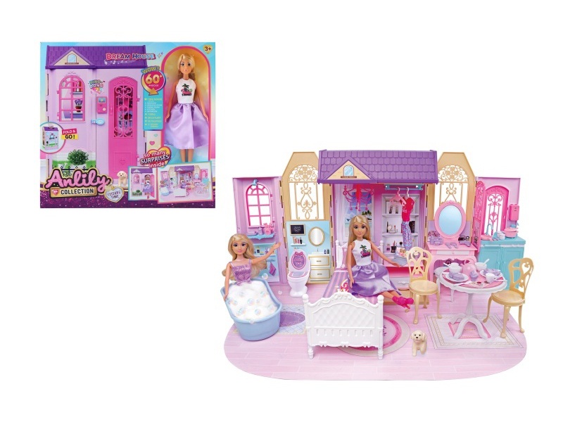 11.5-Inch Solid Body Doll Villa + Doorbell With Battery 3 Ag13(Brown Skin)