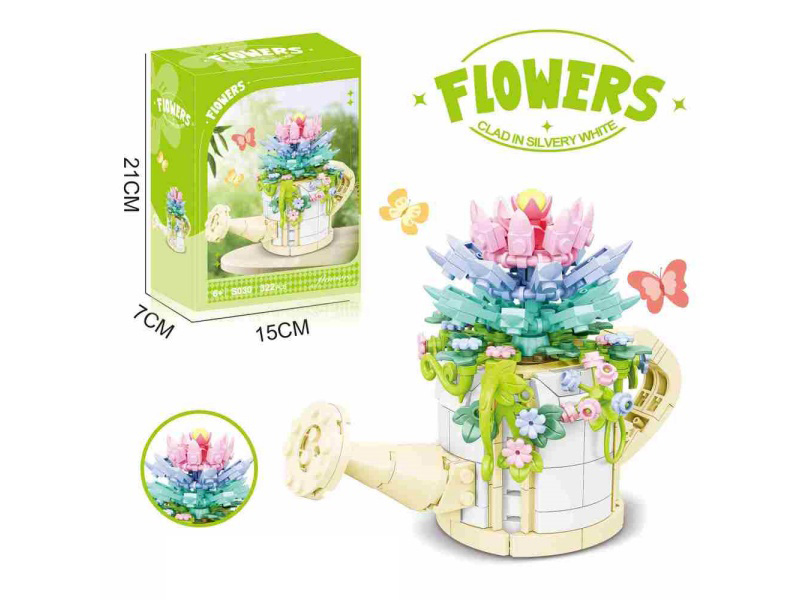 Building Block Ice Lantern Jade Dew Potted Plant 322Pcs- Flower Series