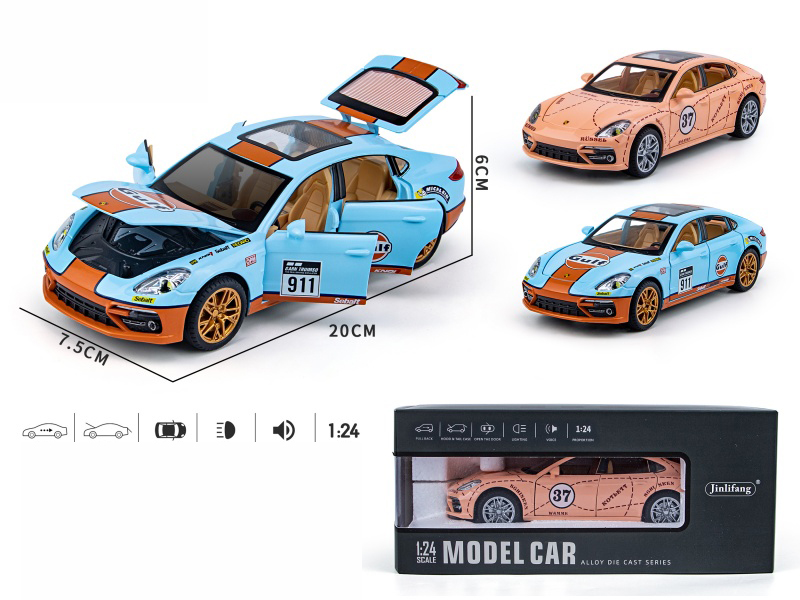 1:24 Panamera Racing Edition Pull Back Alloy Six-Door Car Model With Sound And Lights