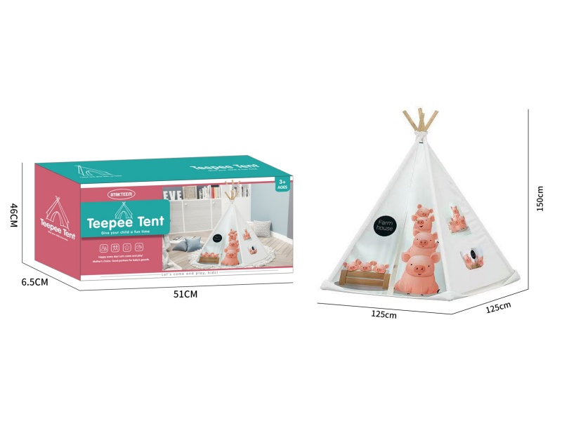 3D Pink Piglet Indian Tent
