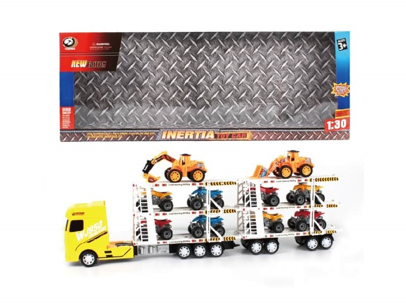 Friction Trailer With  8 Beach Motorcycles +2 Engineering Vehicles