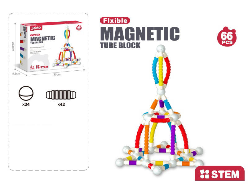 Children'S Educational Toy Telescopic Magnetic Bar (66Pcs)
