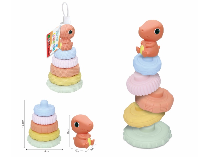 Soft Plastic Dinosaur Stacking Toy 6pcs