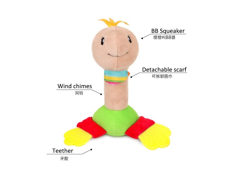 Vocal Turtle Baby Teething Plush Hand-Cranked Stick