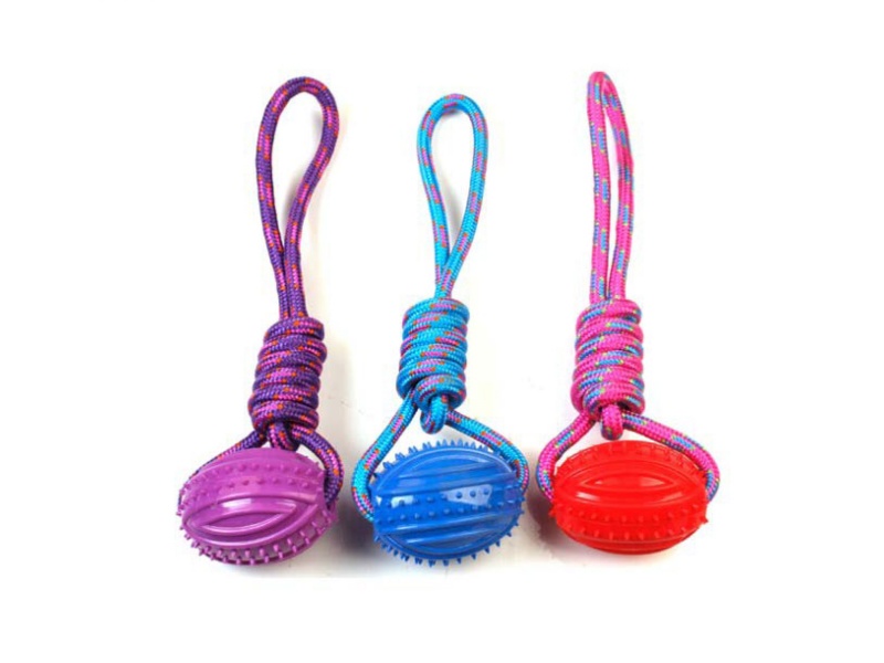 Rope-Winding Rugby Pet Toy