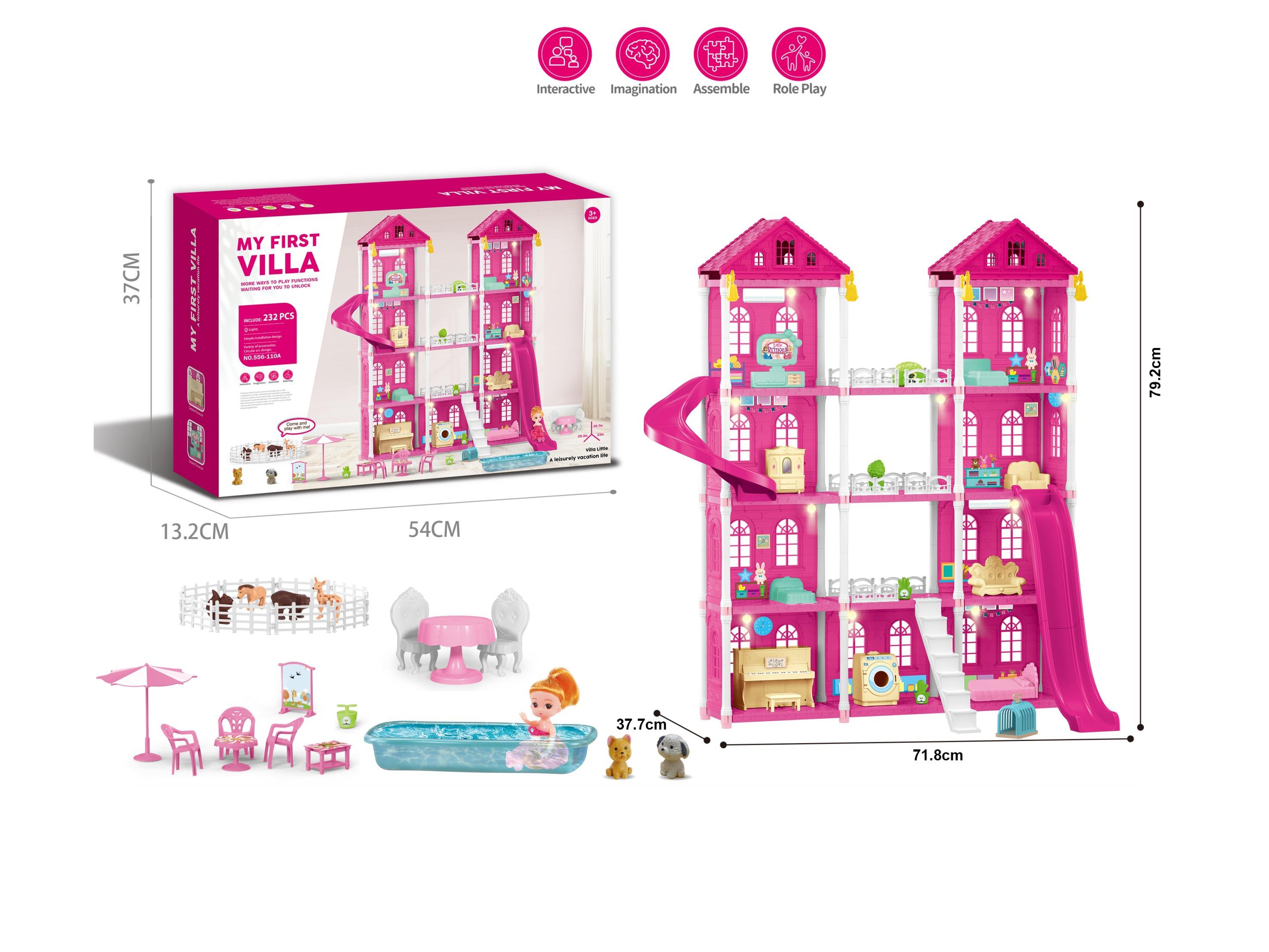 Diy Assembled Castle Doll Villa 232Pcs (Fully Injection-Molded Model)