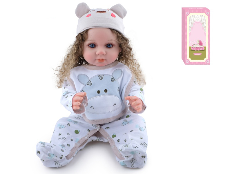55cm Soft Plastic Reborn Doll(Wig Sheath) With Feeding-Bottle, Magnetic Pacifier, Diaper, Birth Card