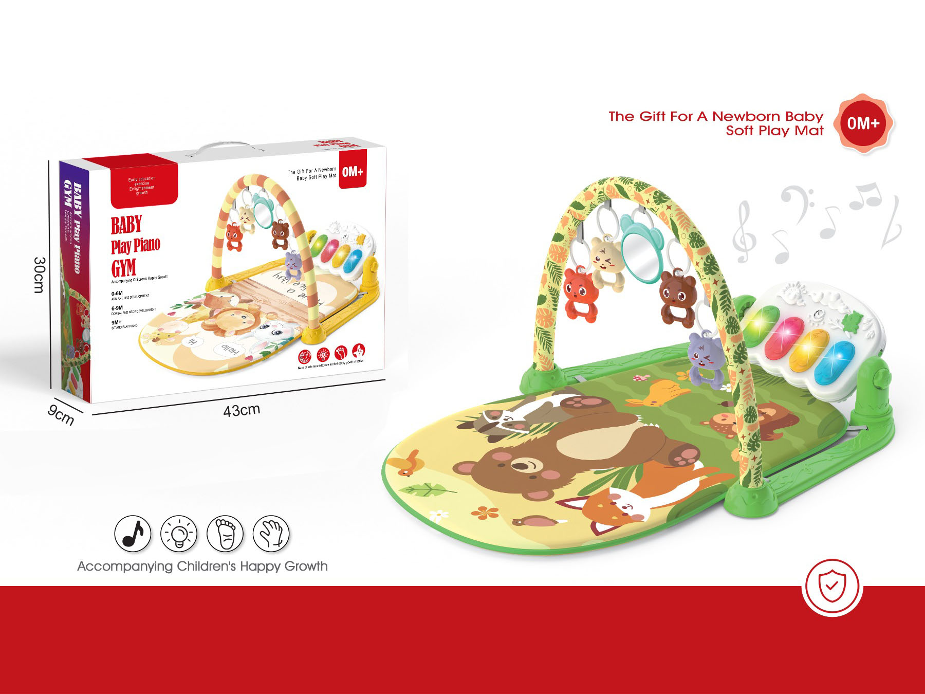 Baby Pedal Piano Fitness Frame Green - Forest