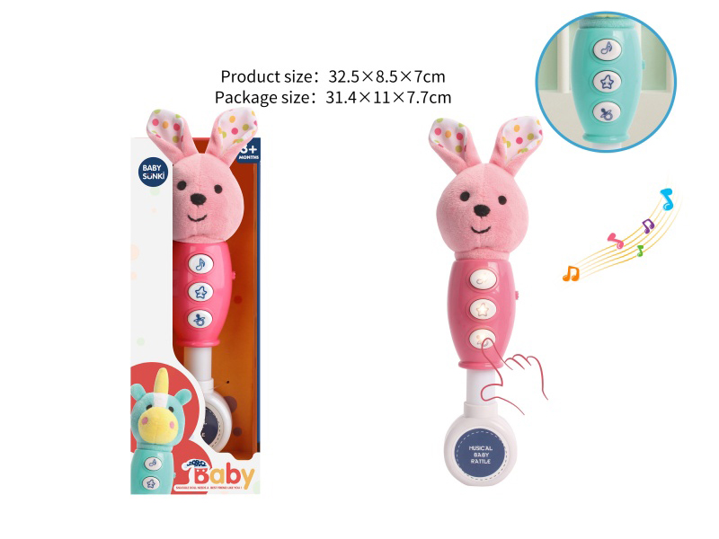 30CMPlush Rabbit Baby Rattle With Light And Music