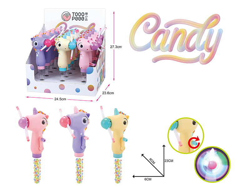 Hand-Cranked Unicorn Light Stick Candy Toys 12pcs