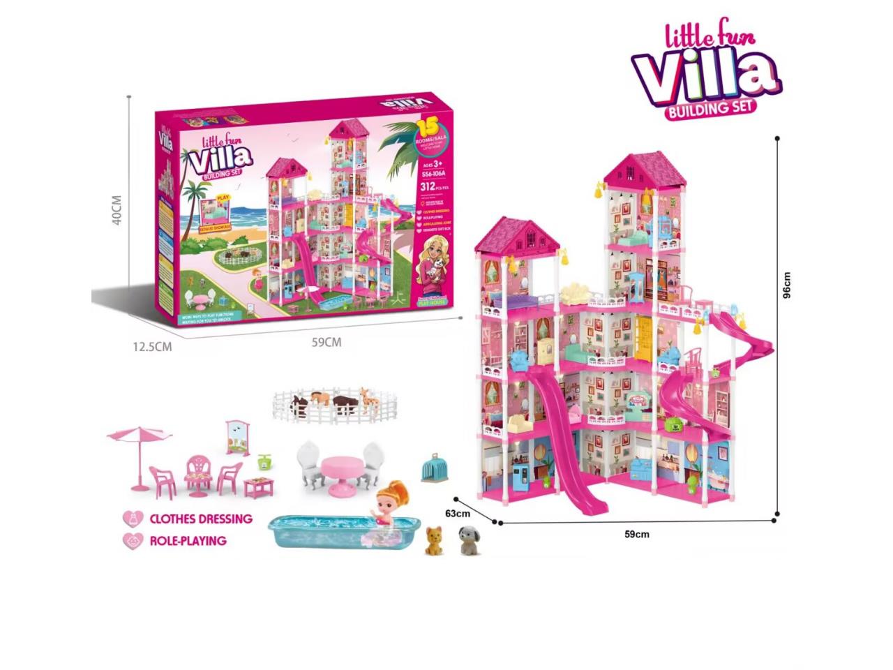 Diy Assembled Castle Doll Villa 314 Pieces With Lights (Injection Molding Model)
