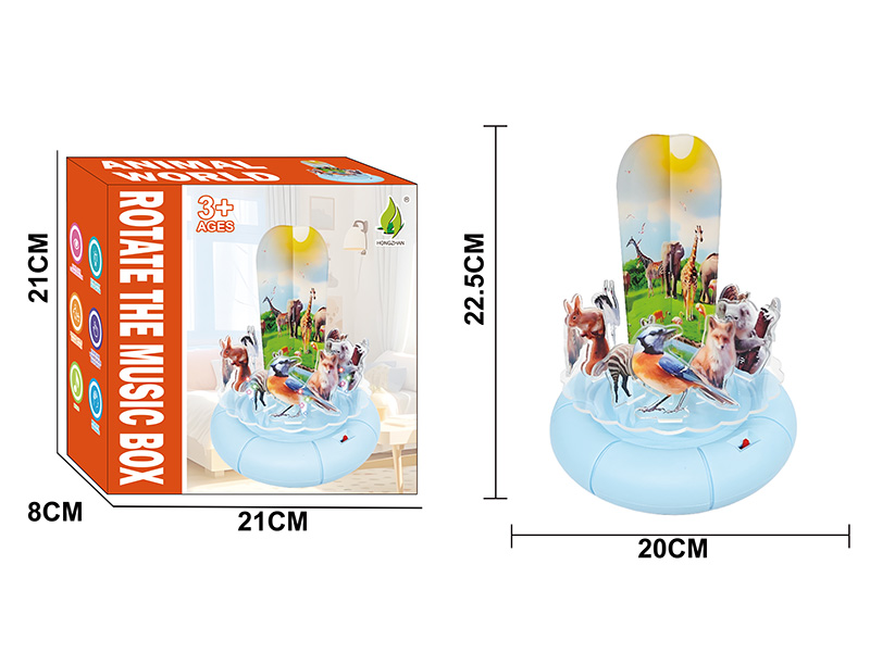 Animal World Rotating Music Box With Light And Music