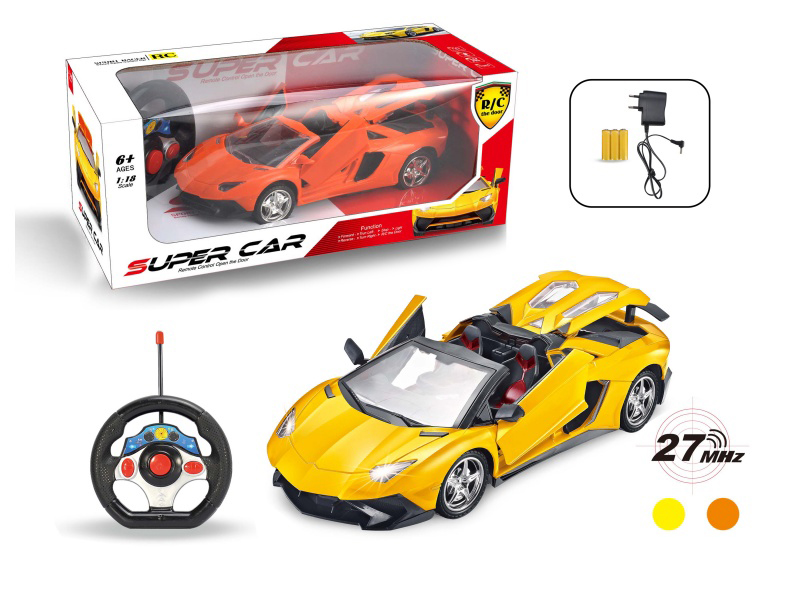 1:18 Lamborghini Convertible Remote Control Car With Three Doors Open (Equipped With Small Steering Wheel Remote Control, Charger, Rechargeable Battery)