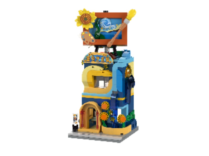 A Colorful Street Scene With Building Blocks