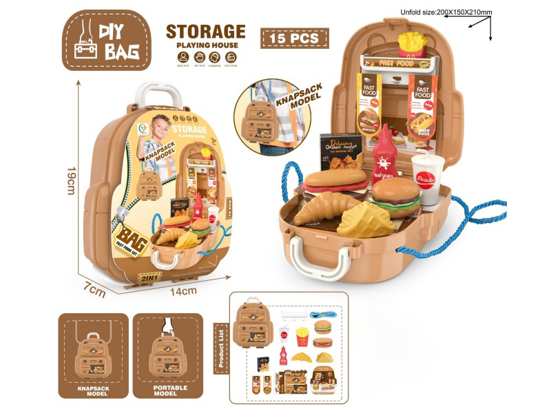 Small Backpack Fast Food House Set, Western Fast Food Set, Simulated Hamburger House Food Toy