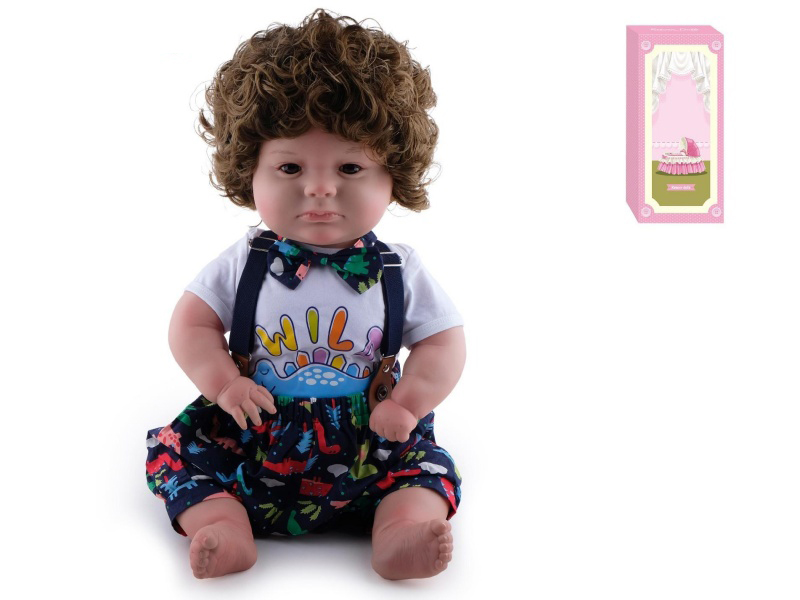 60cm Soft Plastic Reborn Doll(Hair Implanted By Machine)With Feeding-Bottle, Magnetic Pacifier, Diaper, Birth Card