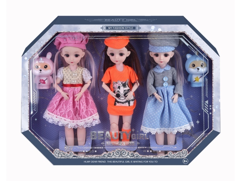 12-Inch Joint Doll Casual Wear For 3 People + Random Window Box Accessories