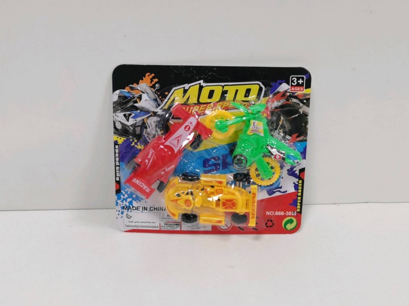 Sliding Solid Color Equation Go-Kart Motorcycles (3 Pieces)