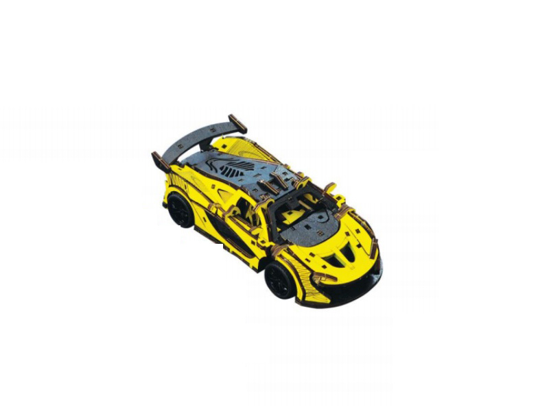 Diy 3D Wooden/Wooden Car/Assembled Car/Wooden Assembled Model Car /1:24 Wooden Inertial Racing Car (Red)