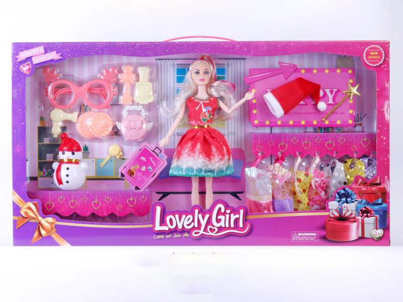 11.5-Inch Live Joint Real Christmas Doll With Clothing, Glasses, Bag, Snowman, Hair Clips, Christmas Hat, Star Stick And Shoes