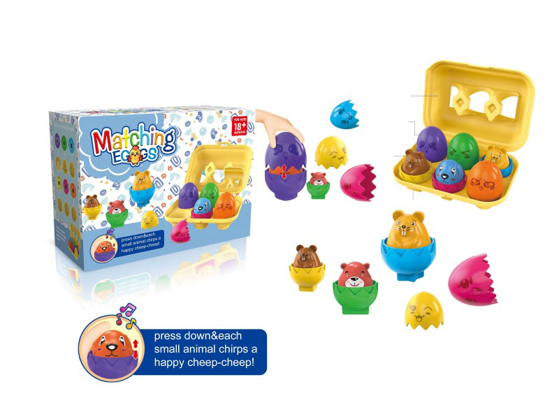 Cartoon Educational Baby And Toddler Enlightenment Animal Matching Gachapon Smart Egg With Sound (6 Pieces)