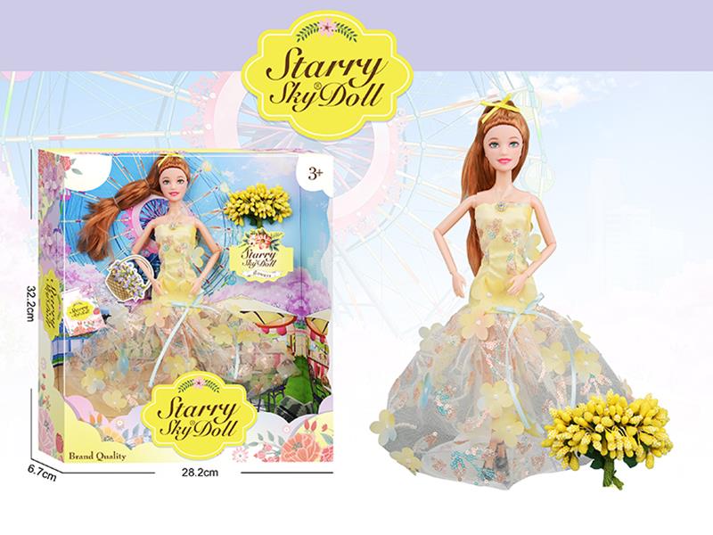 11.5 Inch 11-Joints Fashion Doll With Simulated Bouquet