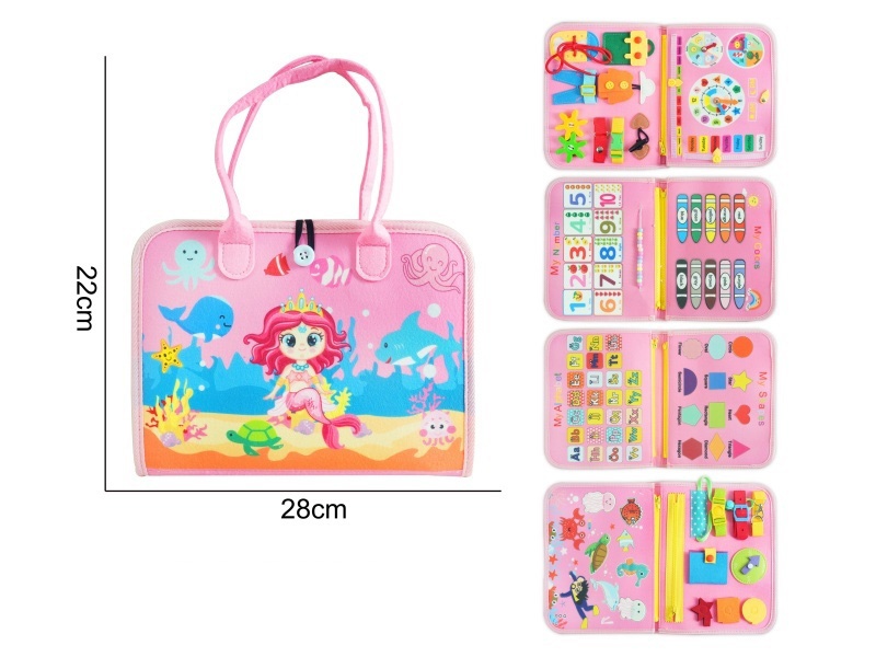 Montessori Early Childhood Education And Intelligence Development - Pink Felt 5-Page Beauty Page Busy Board