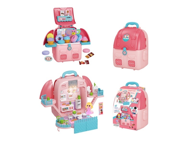 Playhouse 4-In-1 Transformable Dessert Scene Backpack With Lights And Music (84 Pcs)