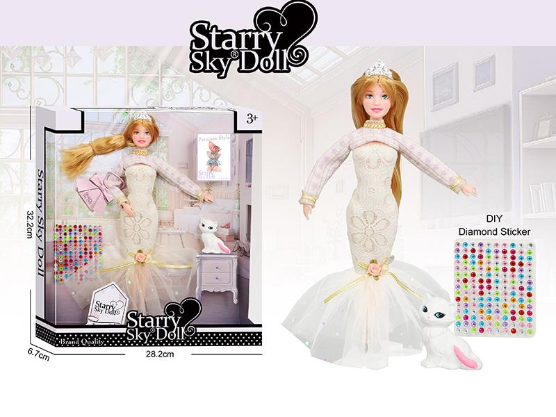 Chanel's Style Series 11.5 Inch 11-Joints Fashion Doll With Crown, DIY Diamond Sticker, Cat