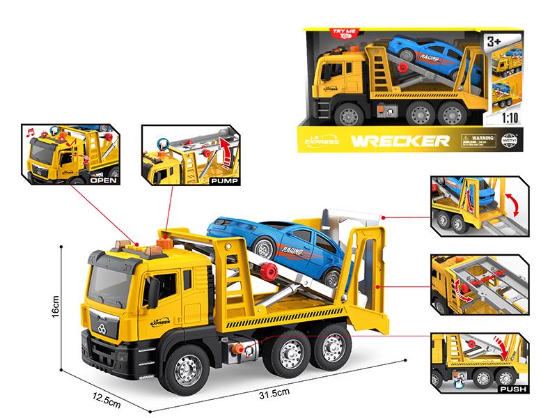1:10 Friction Tow Truck(Open Door, Sound, Light, Pump)