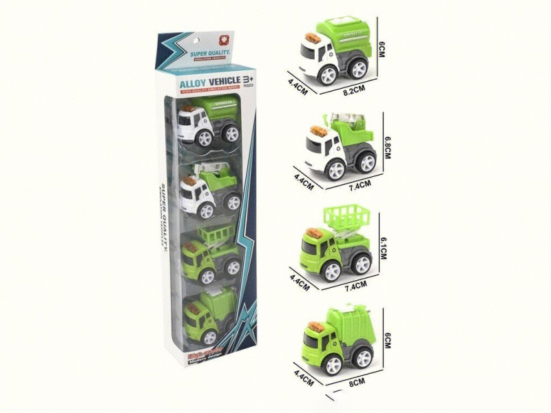 4 Pieces Of Inertial Environmental Sanitation Alloy Vehicle