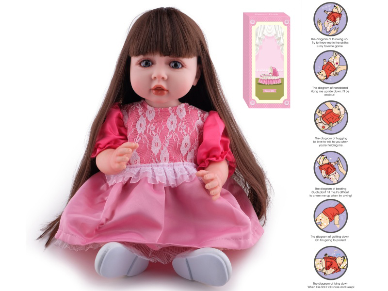 55cm Soft Plastic Reborn Doll(Wig Sheath) With Feeding-Bottle, Magnetic Pacifier, Diaper, Birth Card, With Gravity-Sensing Sound-Emitting Function