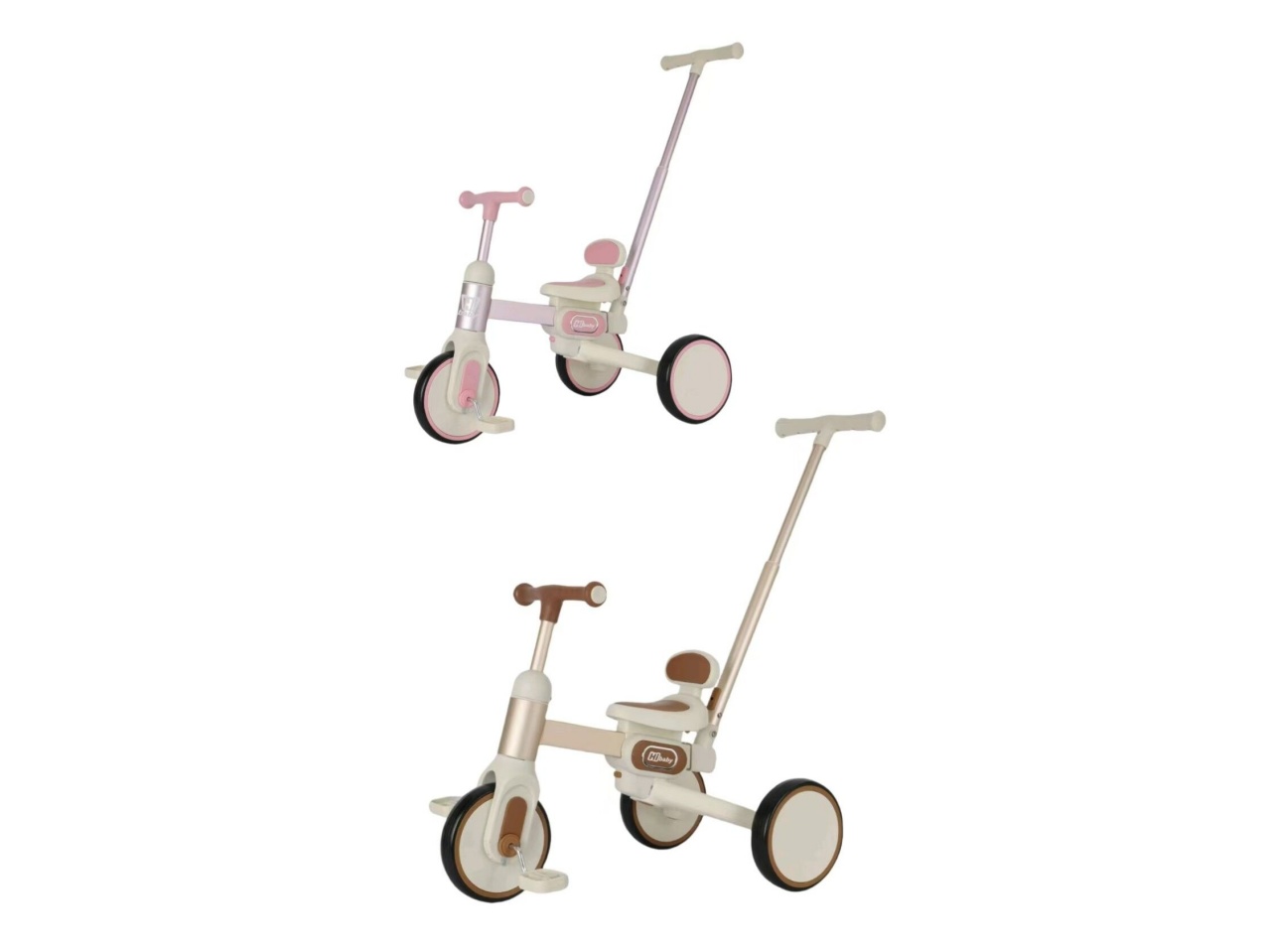 Multi-Functional Variant With Hand Push Tricycle Coffee Pink Green