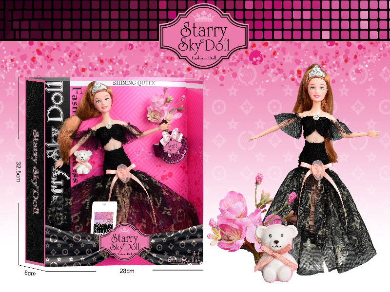 11.5-Inch 11-Joint Black Evening Dress Series - Paired With A Simulated Bouquet - Little Bear