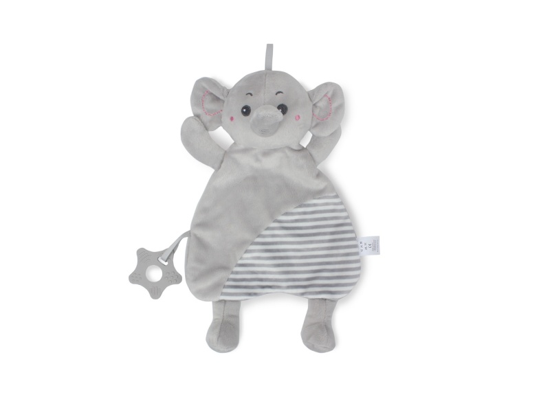 Grey Elephant Rattle Teething Baby Pocket Soothing Towel
