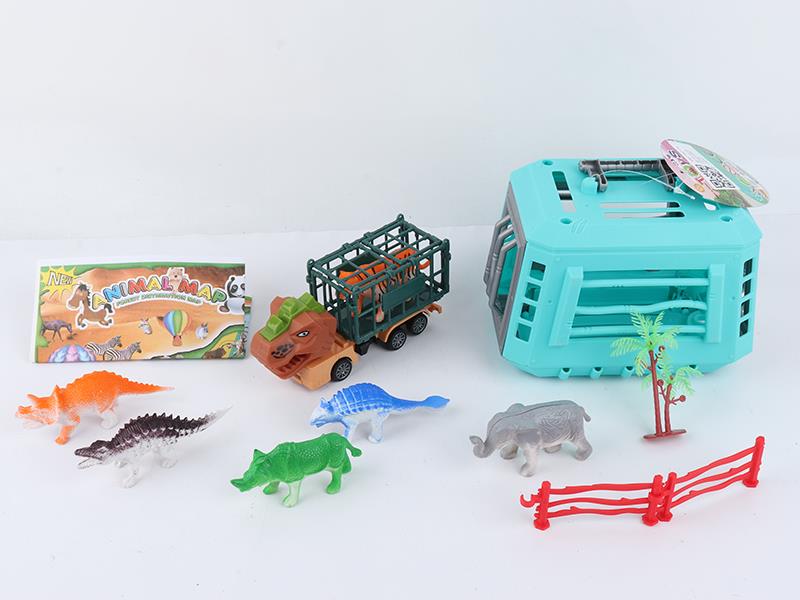 Pull Back Dinosaur Truck With Animal, Dinosaur Set