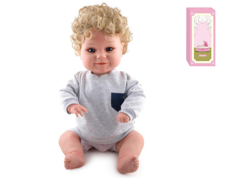 60cm Soft Plastic Reborn Doll(Wig Sheath)With Feeding-Bottle, Magnetic Pacifier, Diaper, Birth Card