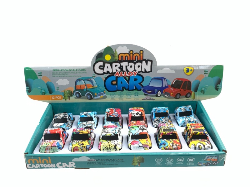 Graffiti Alloy Pull-Back Cartoon Off-Road Pickup Car Display Box