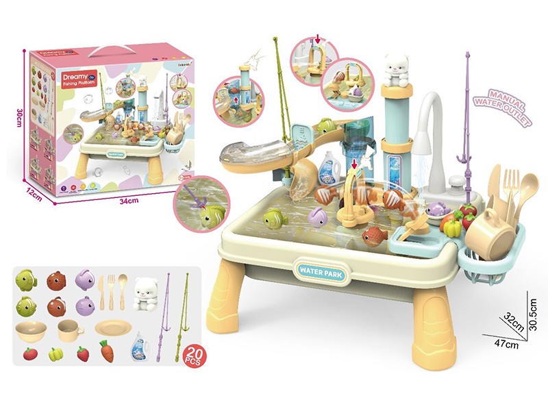 Manual Water Pressure Lifting Wash Basin(Blue)