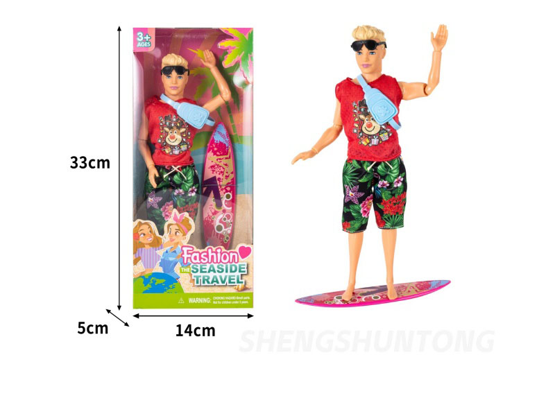 A 12-Inch Real 11-Joint Male Doll Prince With A Surfboard Glasses Crossbody Bag