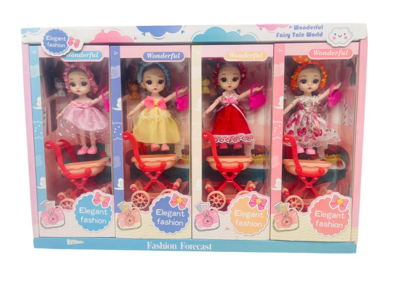 6-Inch 11-Joint Solid 3D Yeloli With Shopping Cart (4 Pieces)