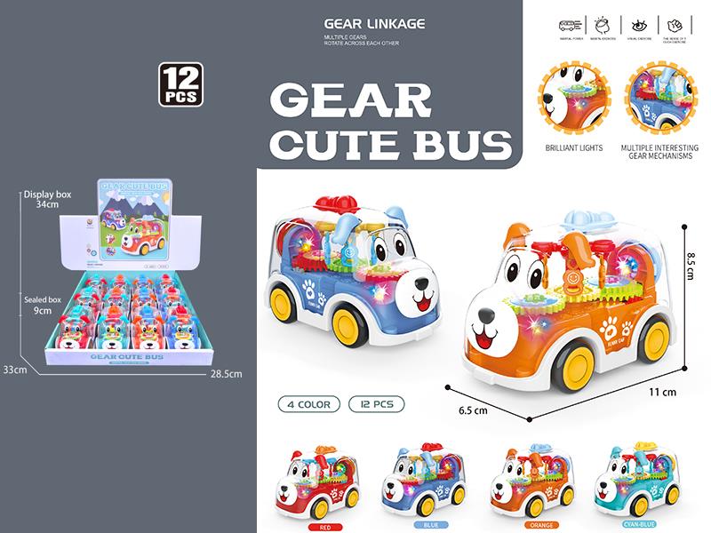 12PCS Friction Gear Funny Cute Dog With Light