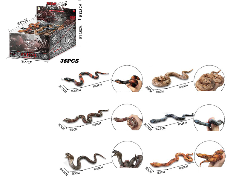 Tpr Soft Rubber Stretched Snake 36Pcs