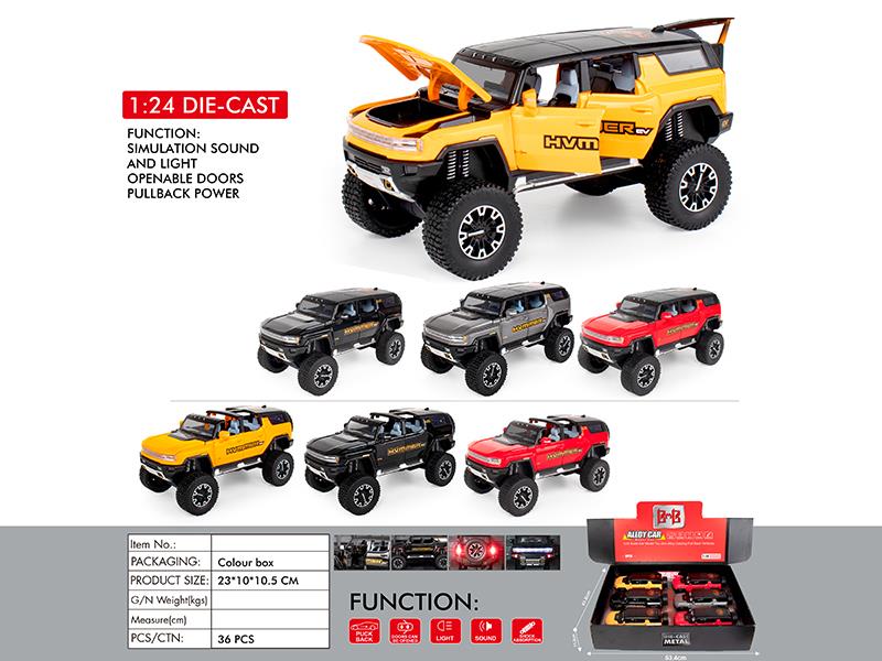 1:24 New Energy Hummer SUV Alloy Car Model(6 Door Opening, Pull Back, Sound And Lights)