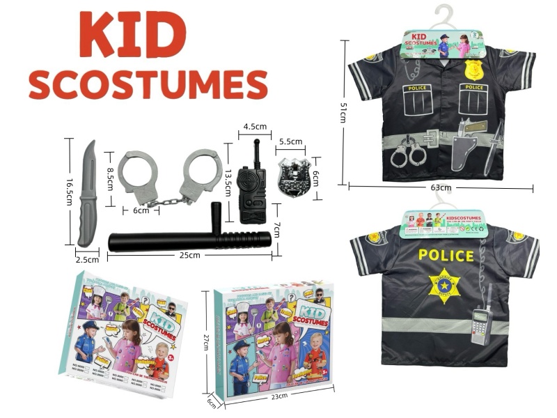Diy Clothing Role-Playing Police Officer + 5-Piece Set (Thickened) (Color Box Style) Black