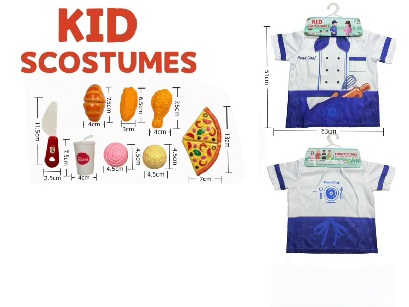 Diy Clothing Role-Playing Chef'S Uniform + 9-Piece Set (Thickened) Blue