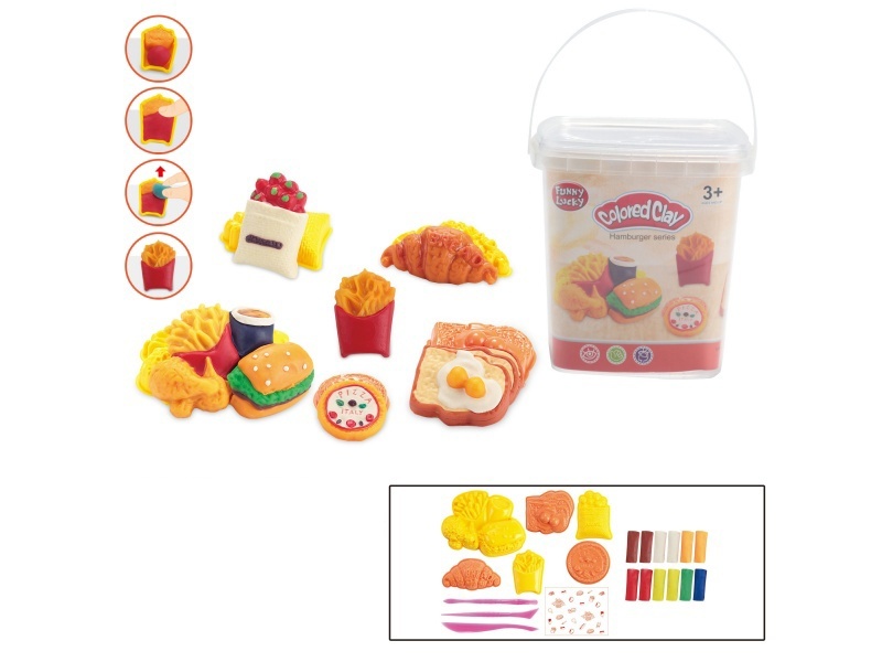 Hamburger, bread and pizza series clay