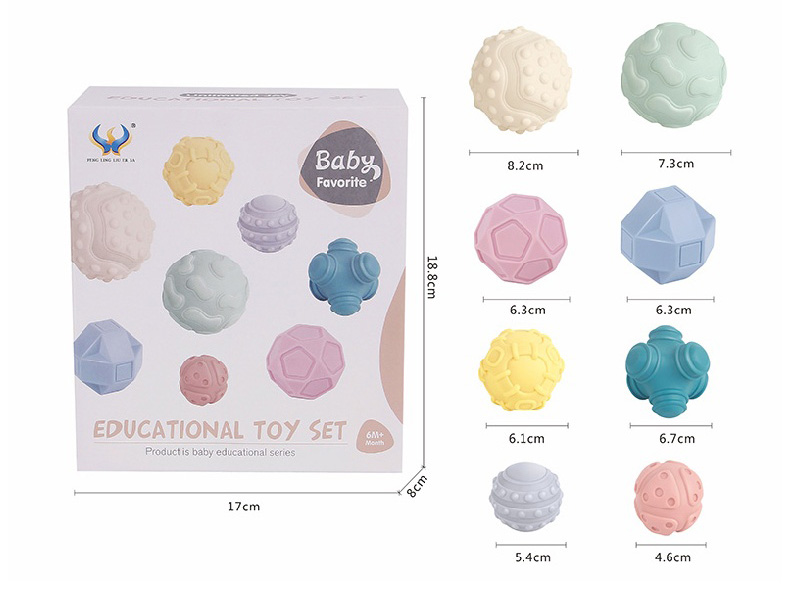 Baby Bath Toy Textured Balls (Morandi Color) 8pcs